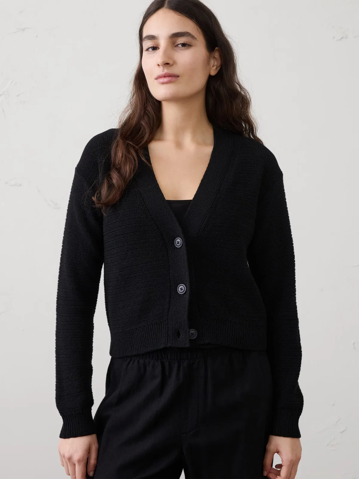 Cotton Tape Cropped Cardigan by Banana Republic