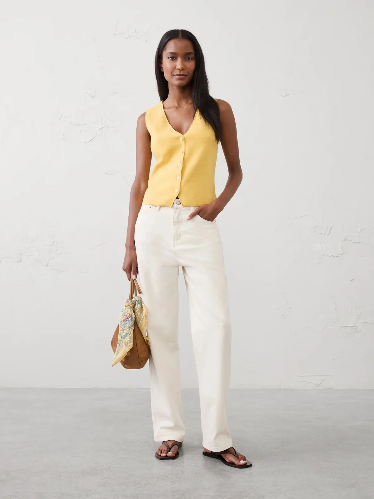 V-Neck Button Sweater by Banana Republic