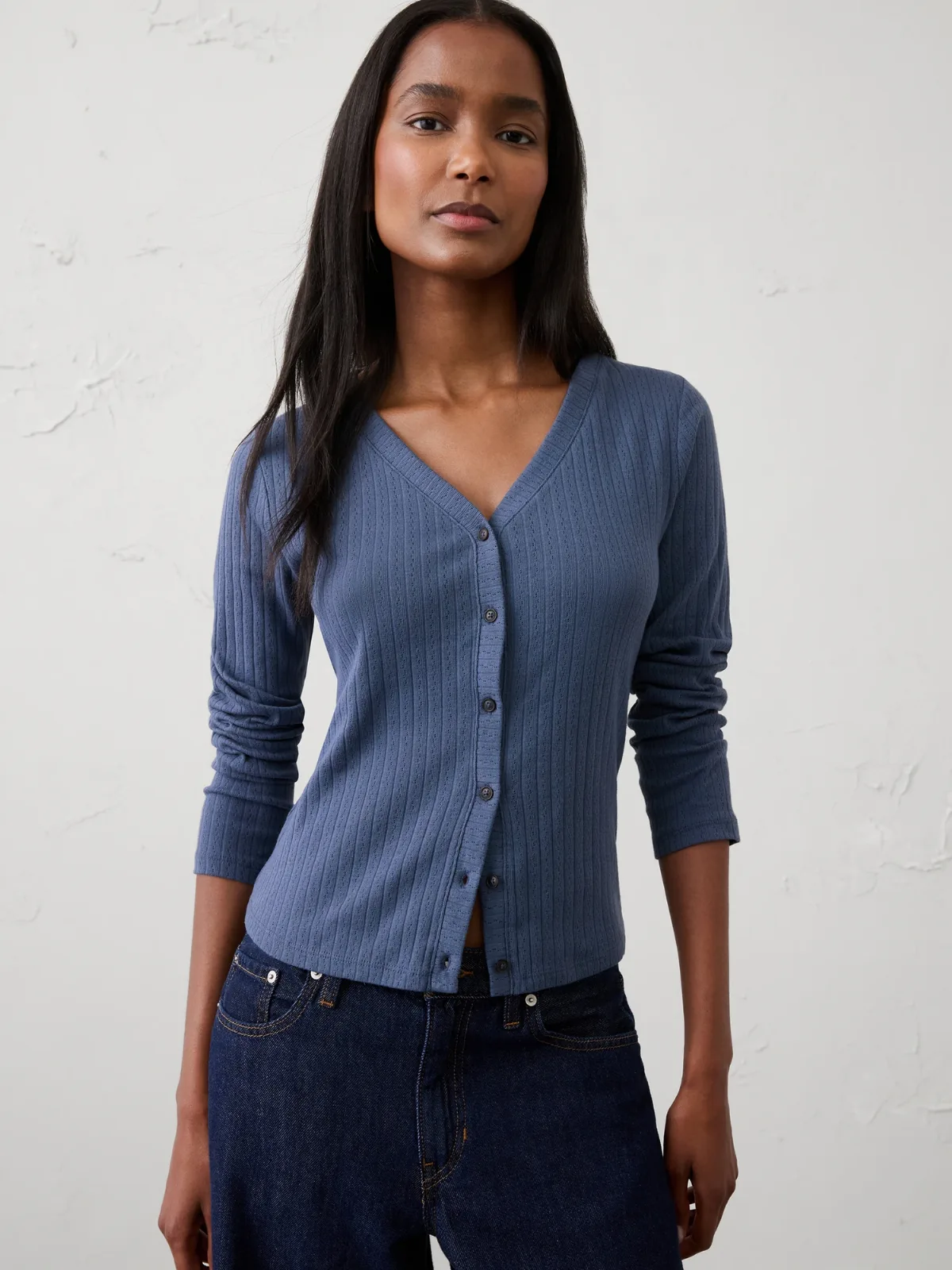 Pointelle Ribbed Cardigan