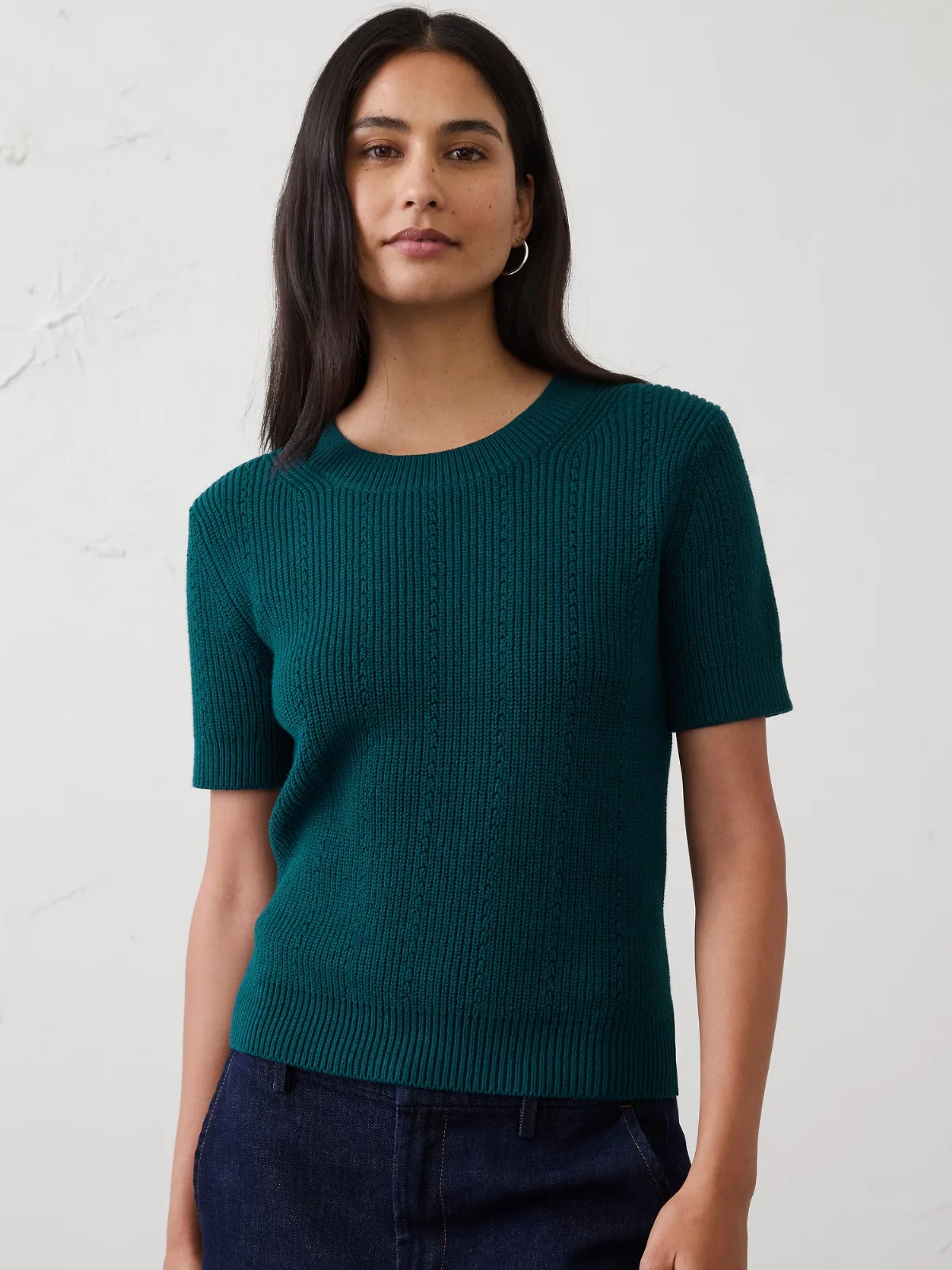Cotton Ribbed Textured Sweater by Banana Republic