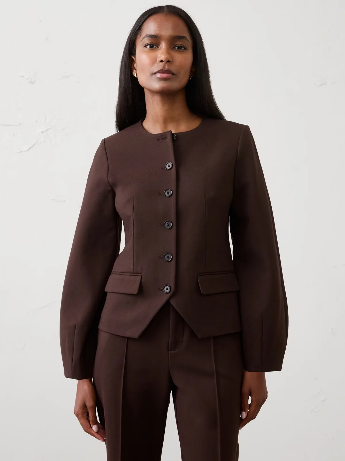 Ponte Collarless Blazer by Banana Republic