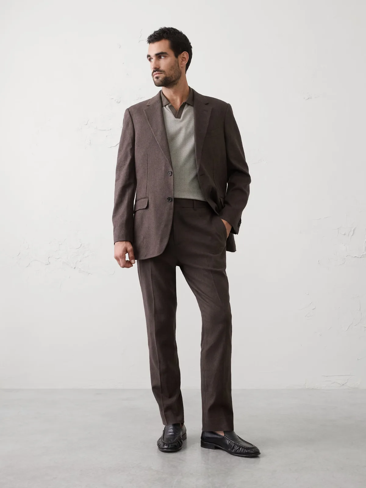 Linen-Blend Herringbone Suit Jacket by Banana Republic