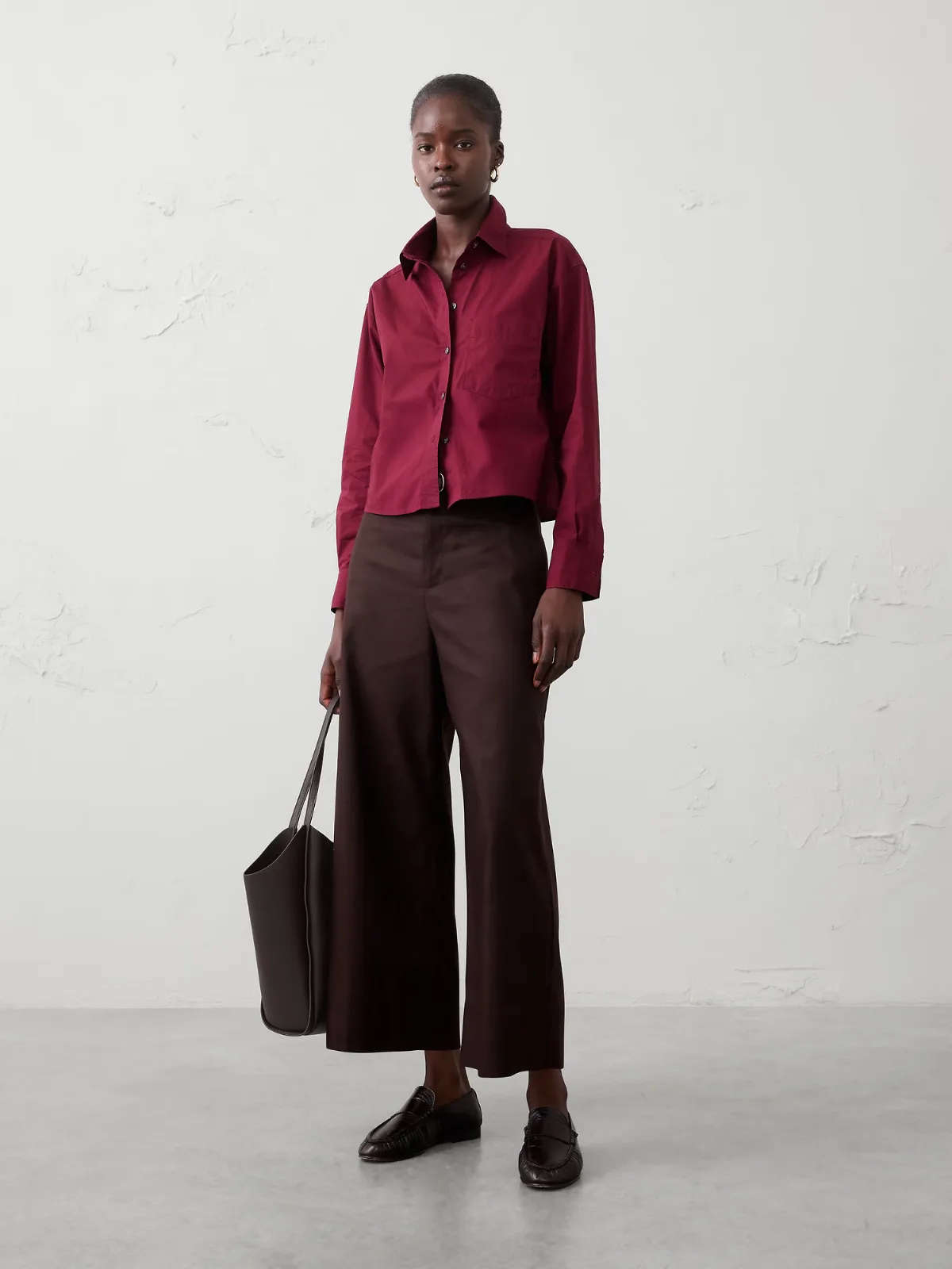 Cotton Cropped Shirt by Banana Republic