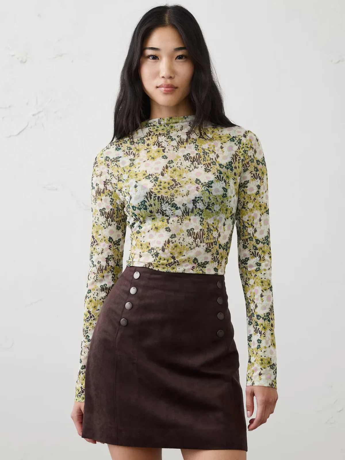 Mesh Mock-Neck Top by Banana Republic