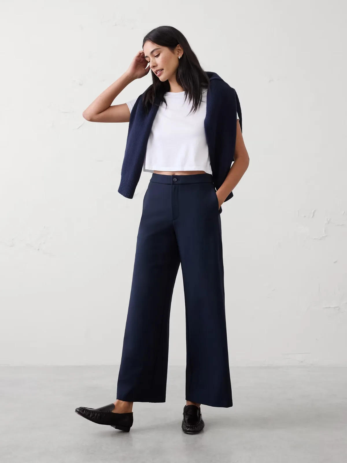 Wide-Leg High-Rise Ponte Pant