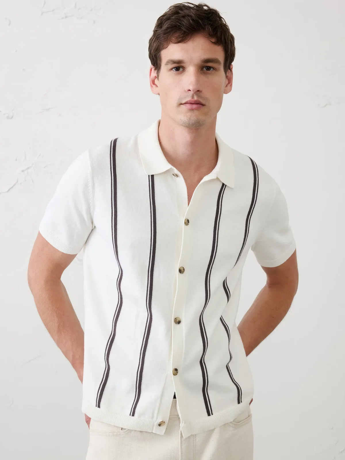 Striped Button-Down Sweater Polo by Banana Republic