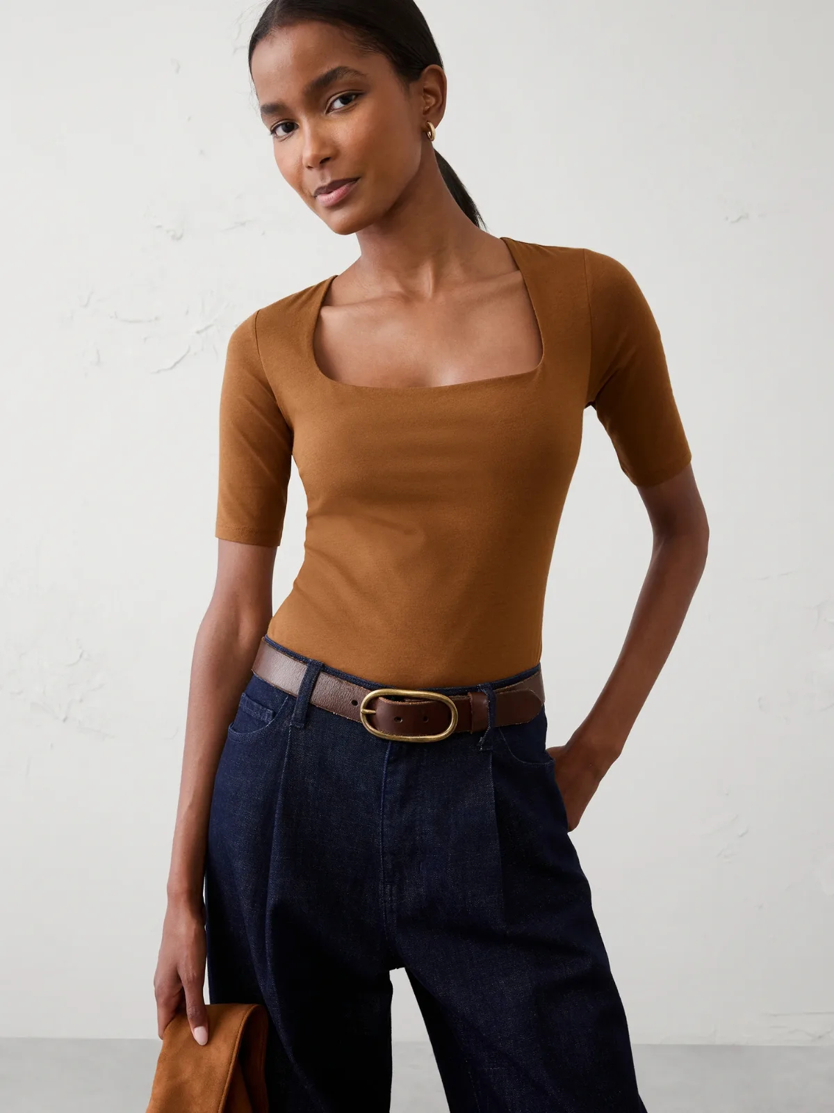 Soft Stretch Square-Neck Top by Banana Republic