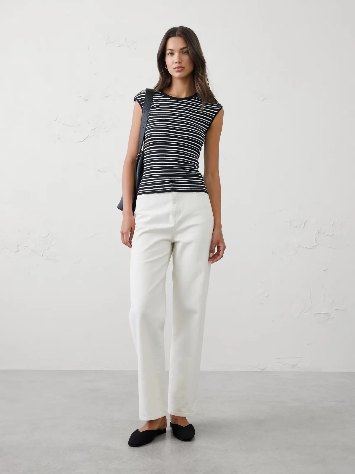 Ribbed Cap-Sleeve T-Shirt by Banana Republic