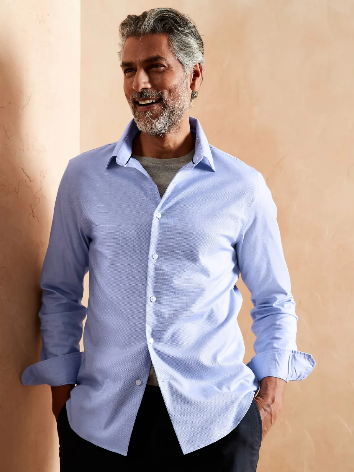 Slim-Fit Untucked Dress Shirt by Banana Republic