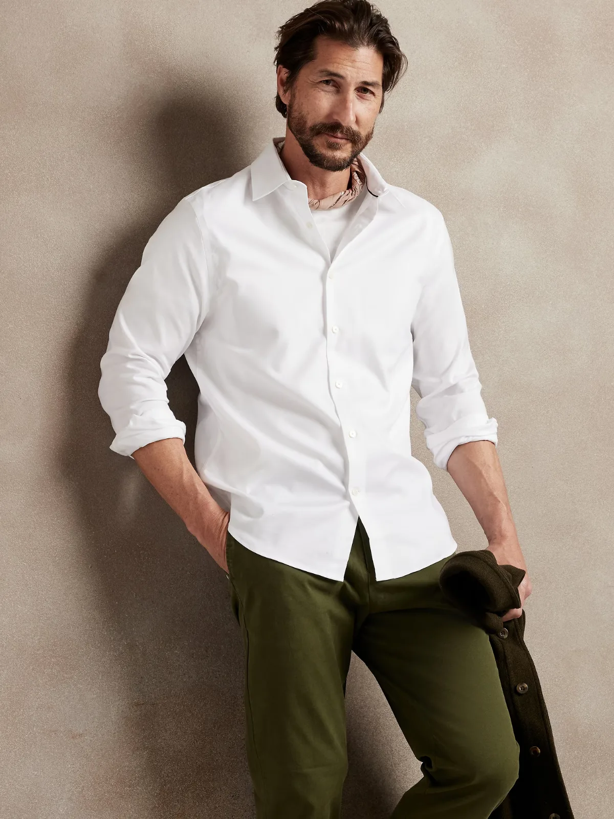 Slim-Fit Untucked Dress Shirt by Banana Republic