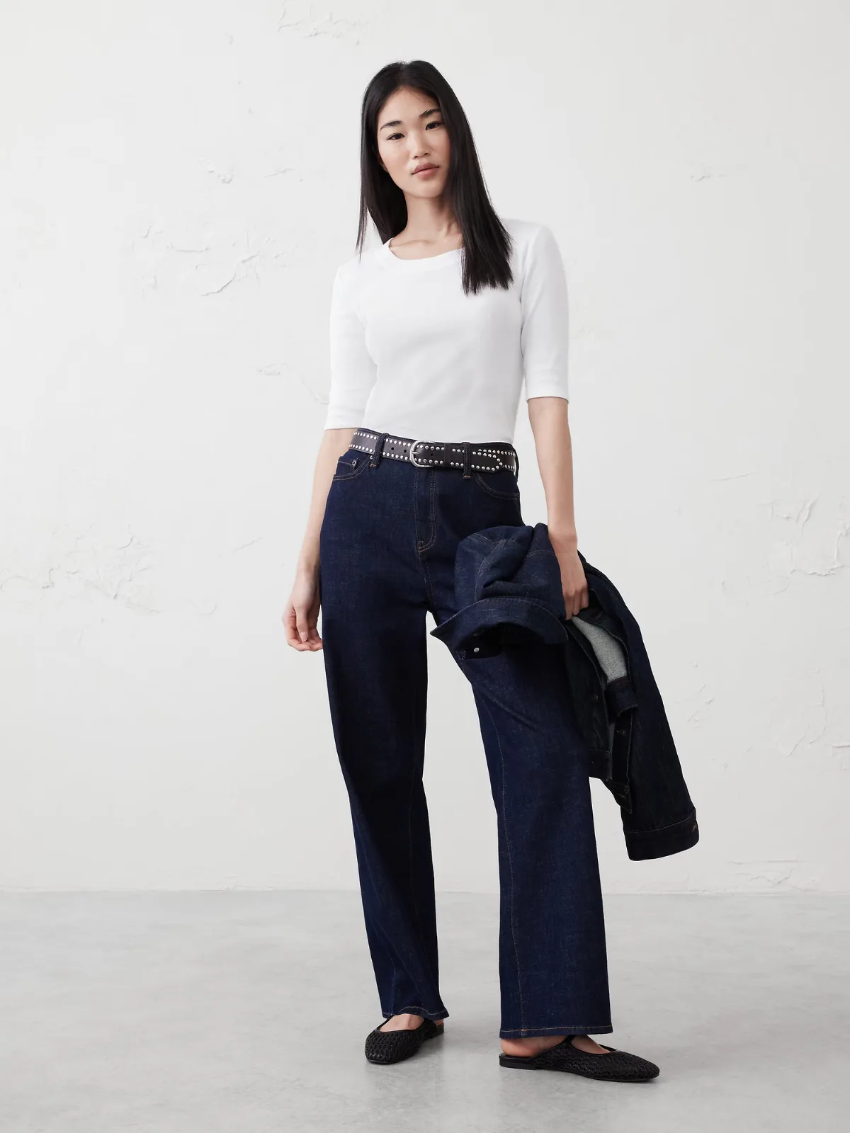 Ribbed Elbow-Sleeve T-Shirt by Banana Republic