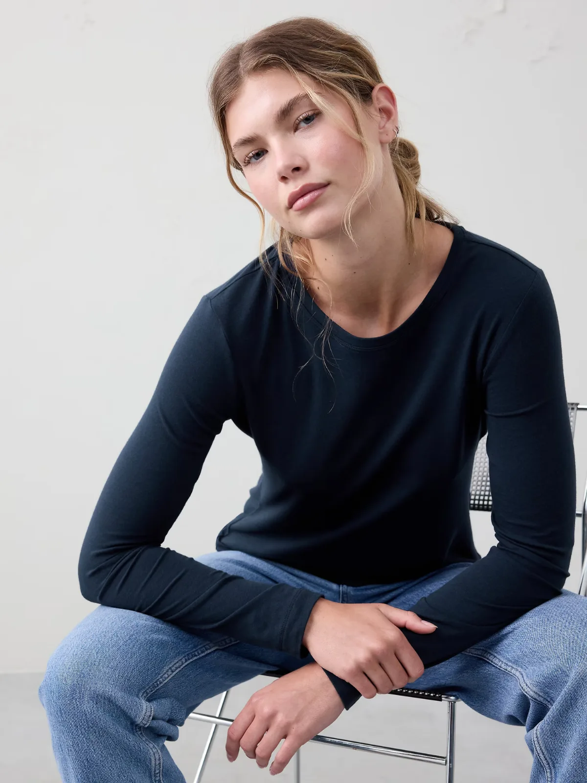 Timeless Long-Sleeve Crew-Neck T-Shirt by Banana Republic