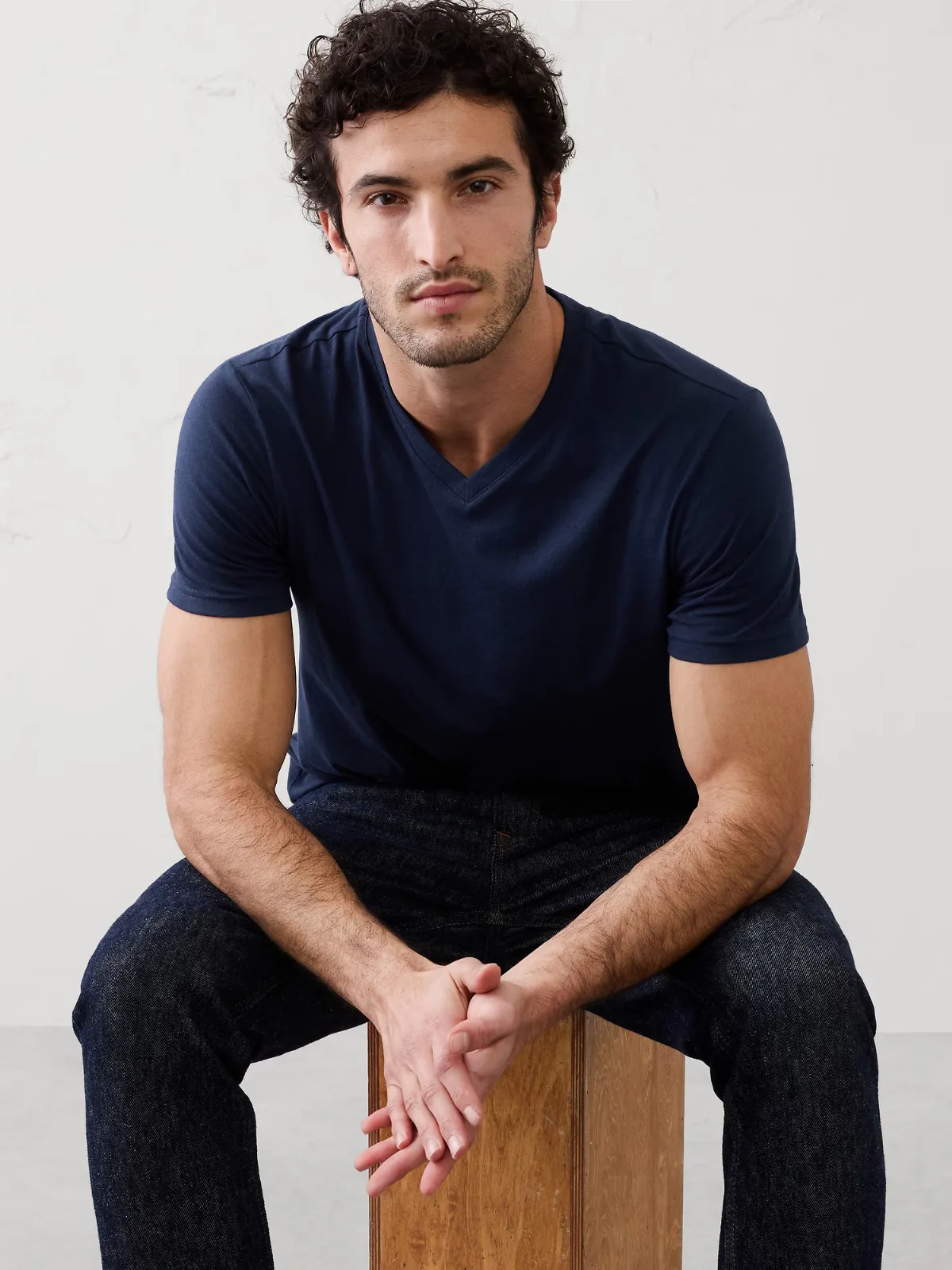 Standard-Fit Premium Wash V-Neck Shirt by Banana Republic