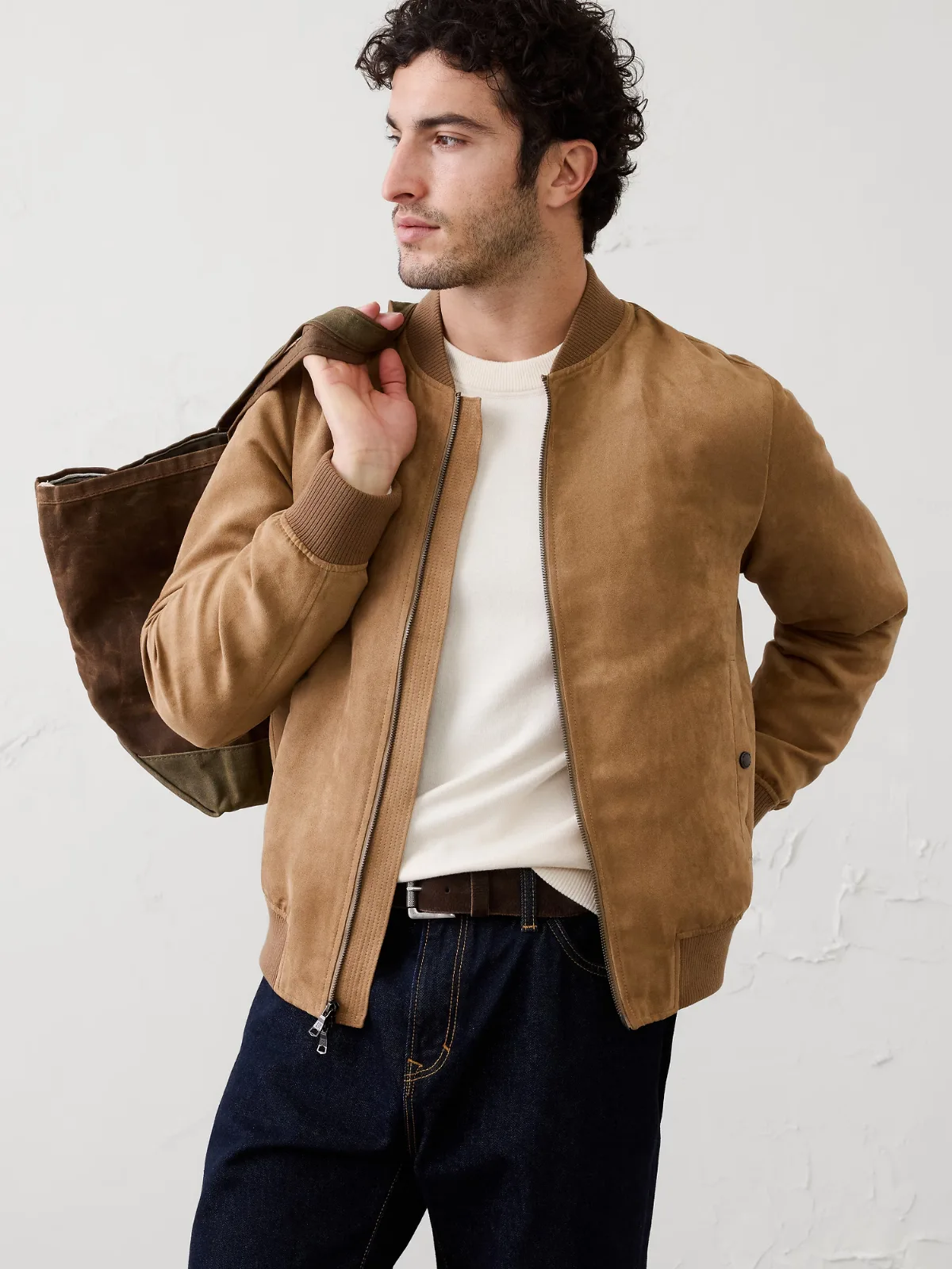 Vegan Suede Bomber by Banana Republic