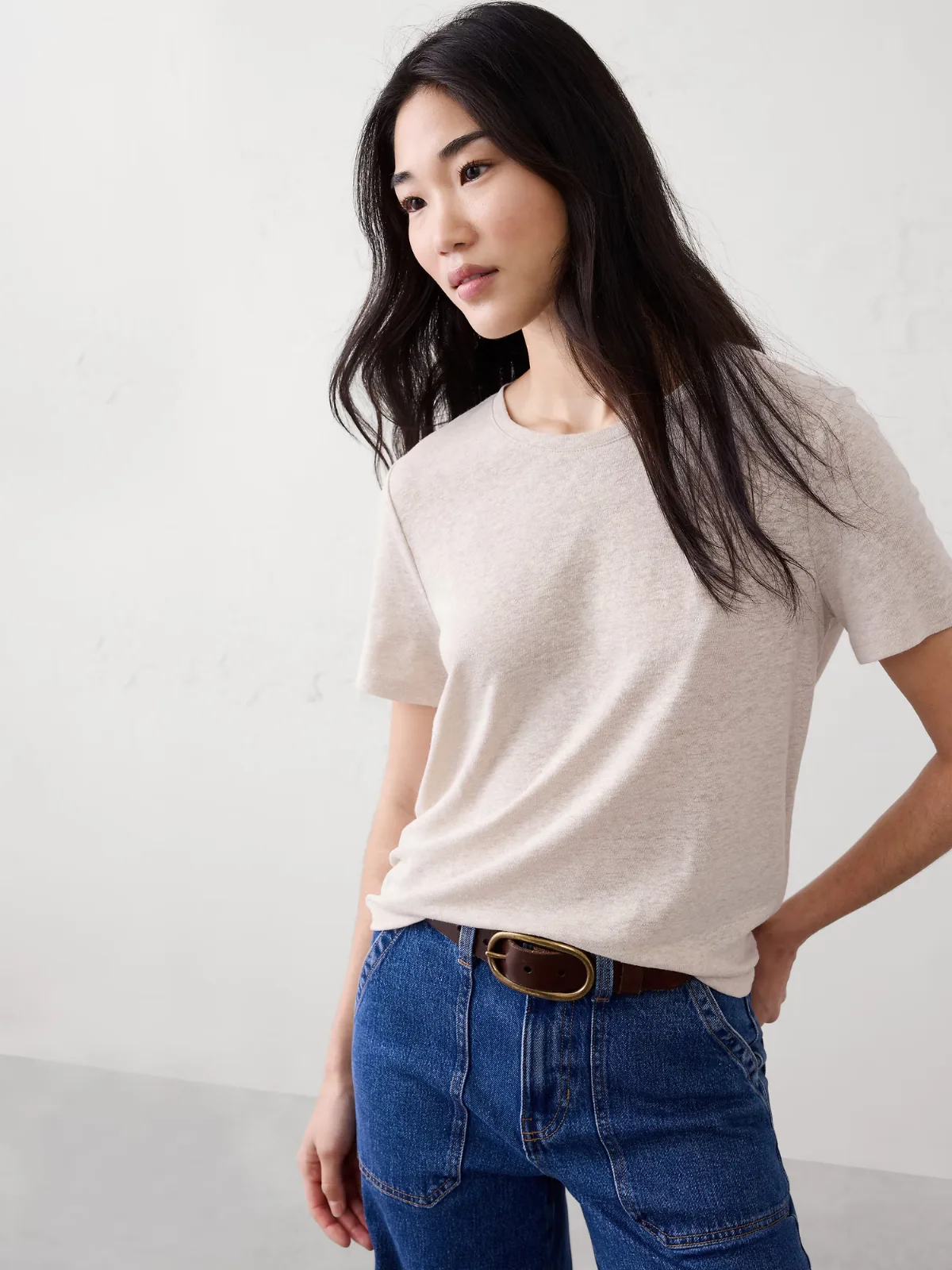 Linen-Blend T-Shirt by Banana Republic