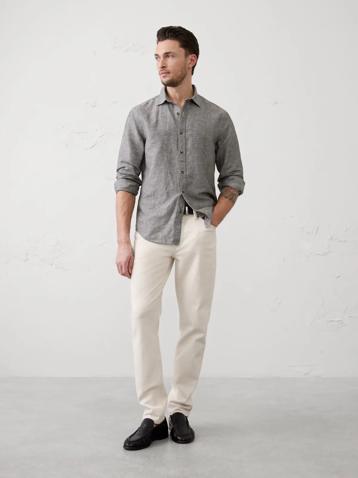 Slim-Fit Linen-Blend Shirt by Banana Republic
