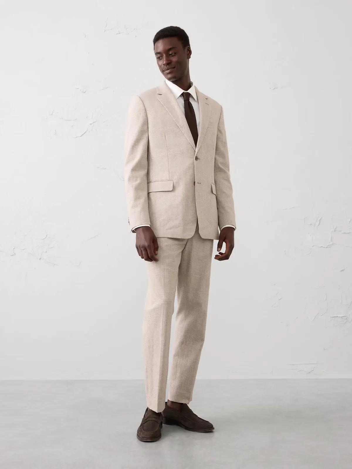 Linen-Blend Glen Plaid Suit Jacket by Banana Republic