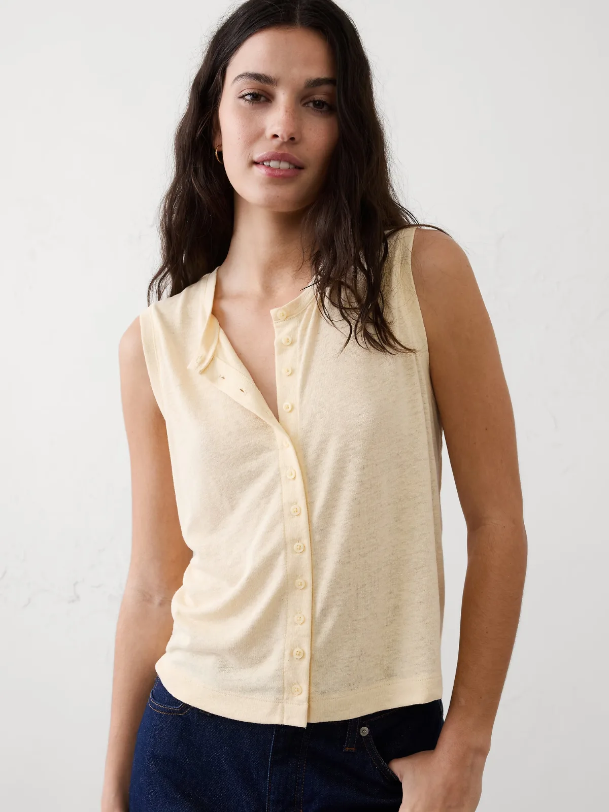 Linen-Blend Tank by Banana Republic