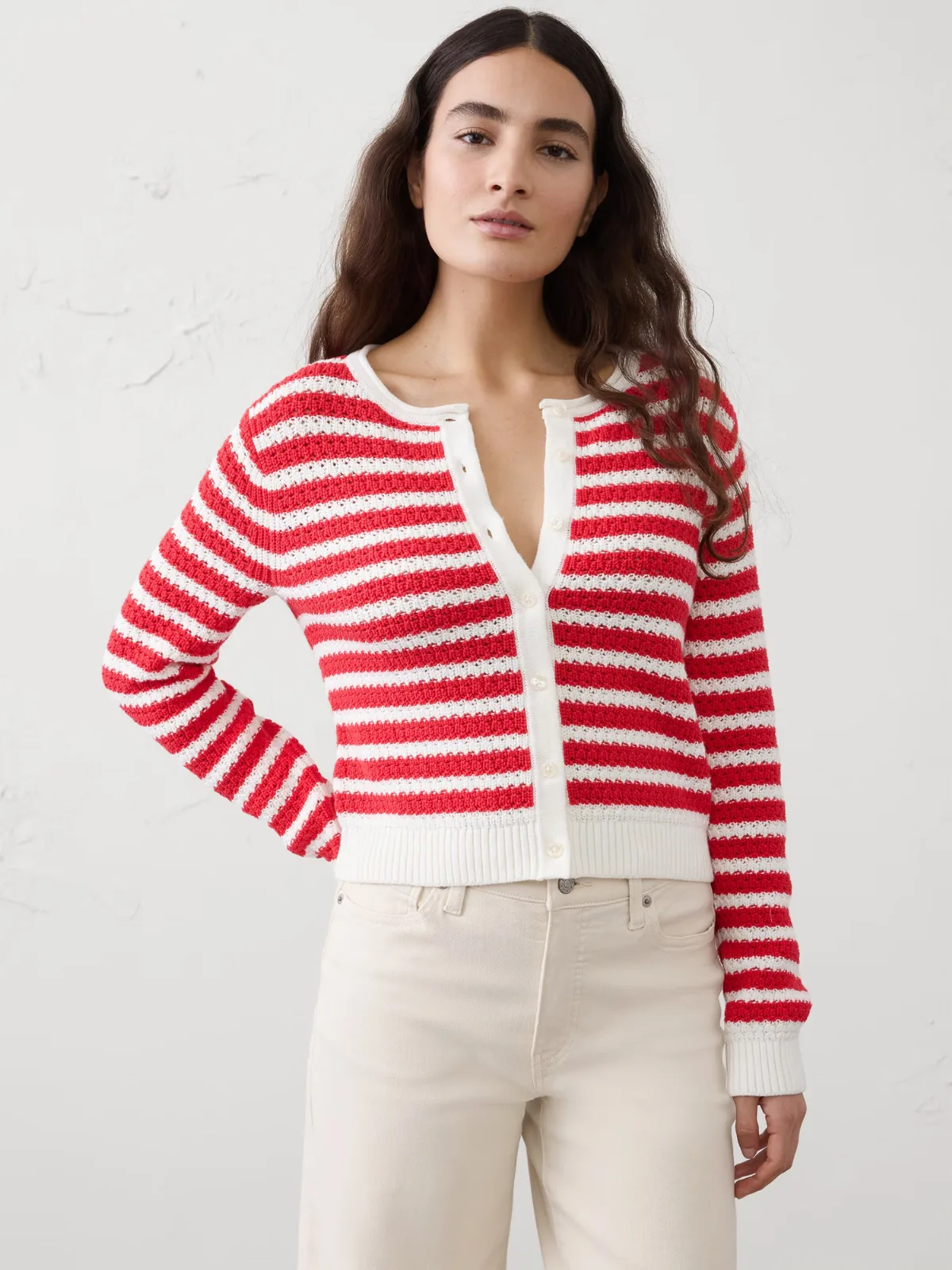Cotton Crochet Cropped Cardigan