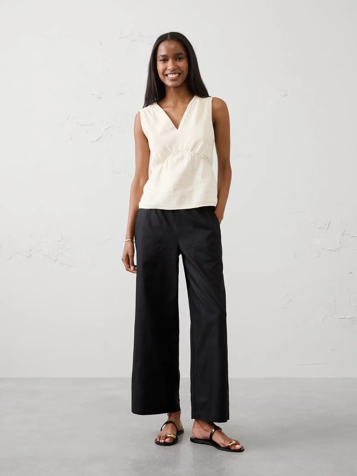 Gauze V-Neck Top by Banana Republic