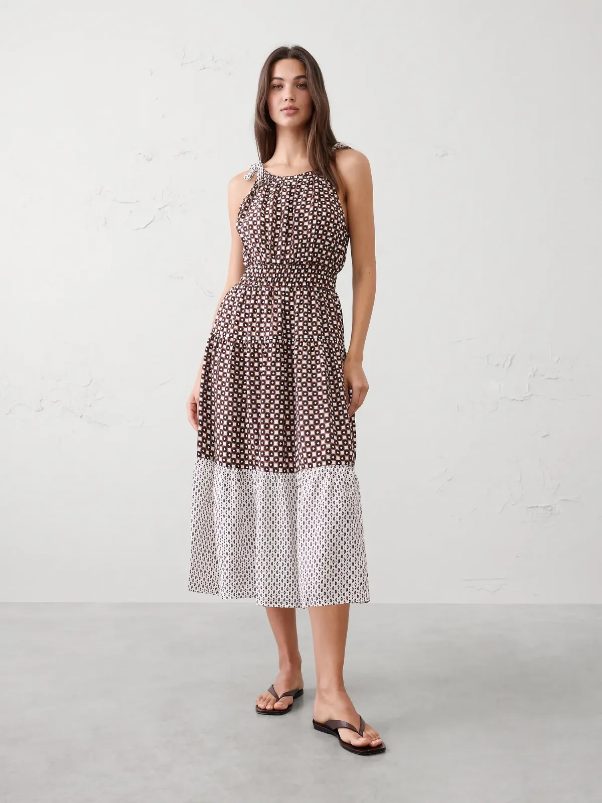 Tied-Shoulder Maxi Dress by Banana Republic