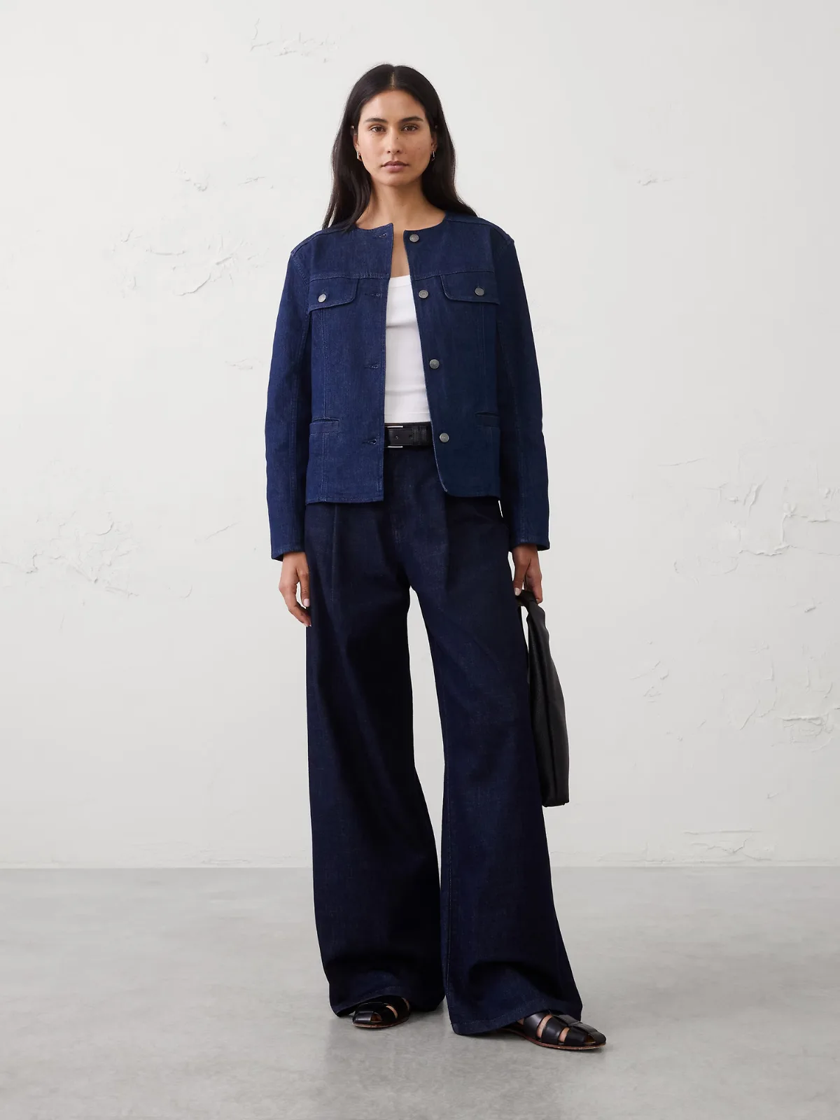 Denim Collarless Jacket by Banana Republic