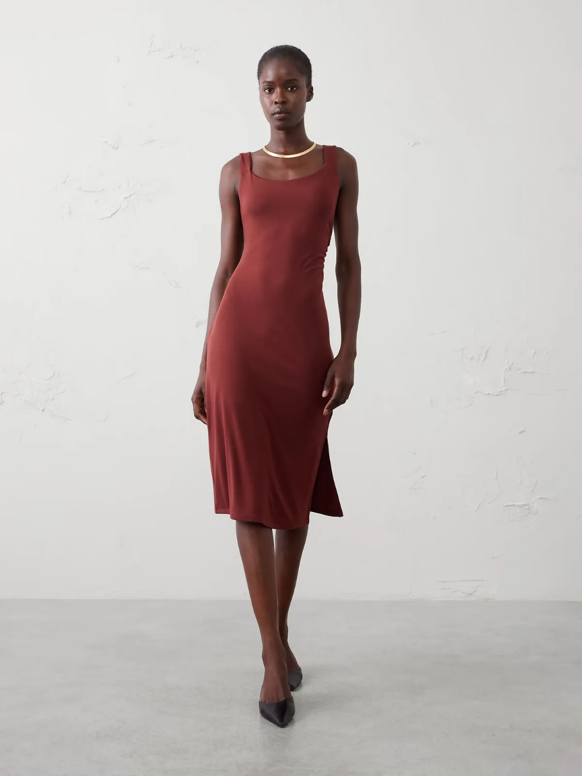 Soft Knit Below-Knee Dress by Banana Republic