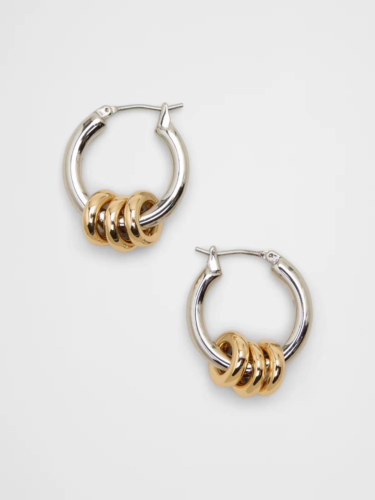 Mixed Metal Triple Ring Hoop Earrings by Banana Republic