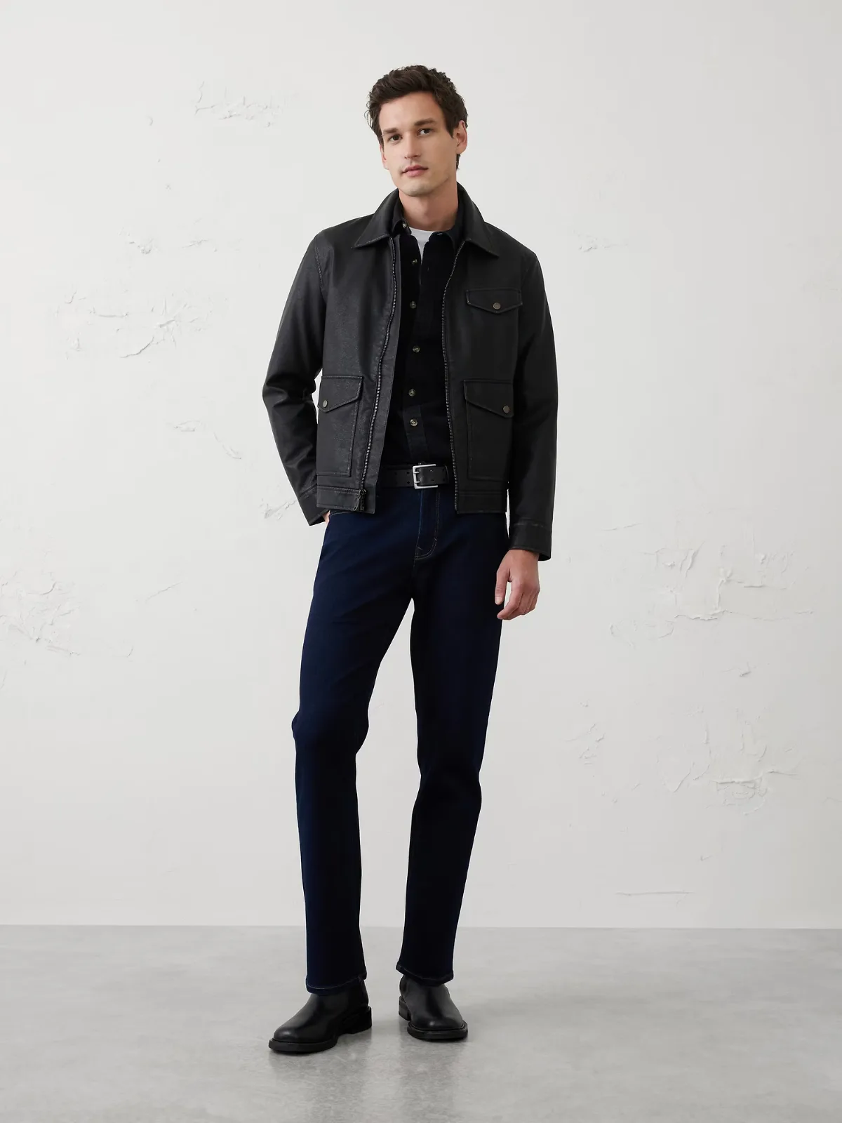 Vegan Leather Zip Jacket by Banana Republic