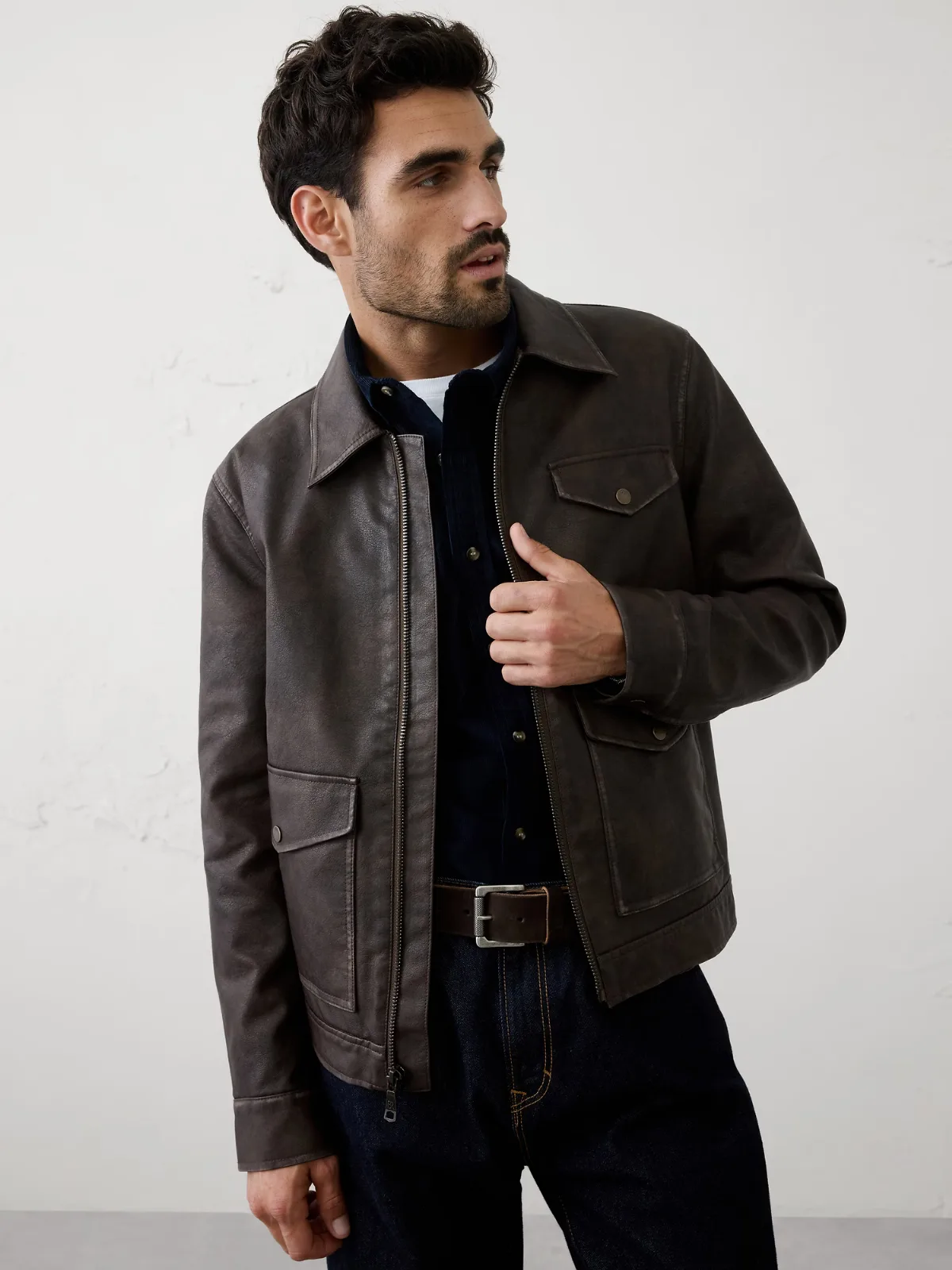 Vegan Leather Zip Jacket