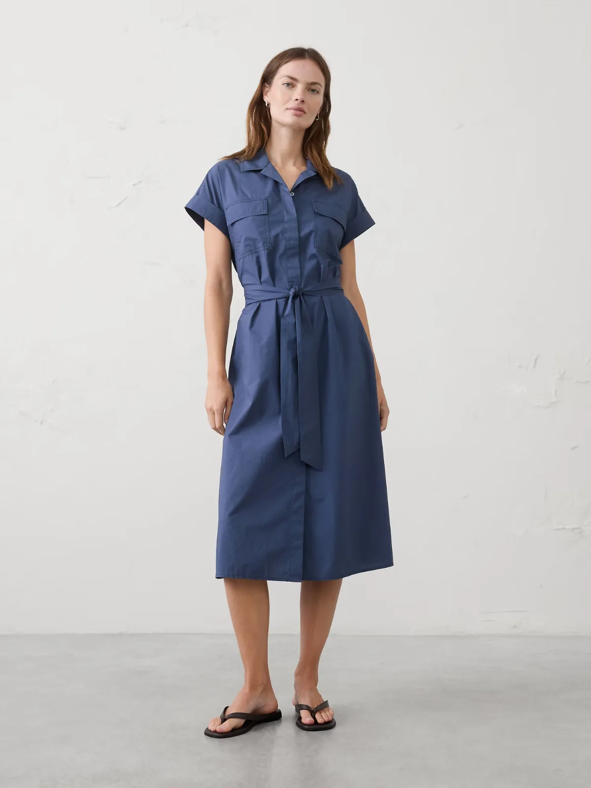 Poplin Utility Midi Shirtdress