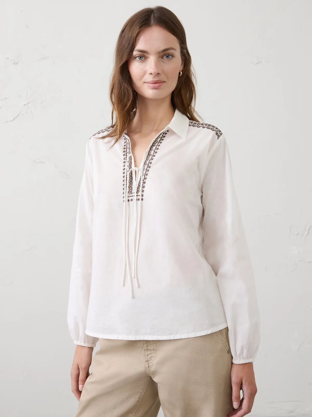 Collared Front-Tie Top by Banana Republic