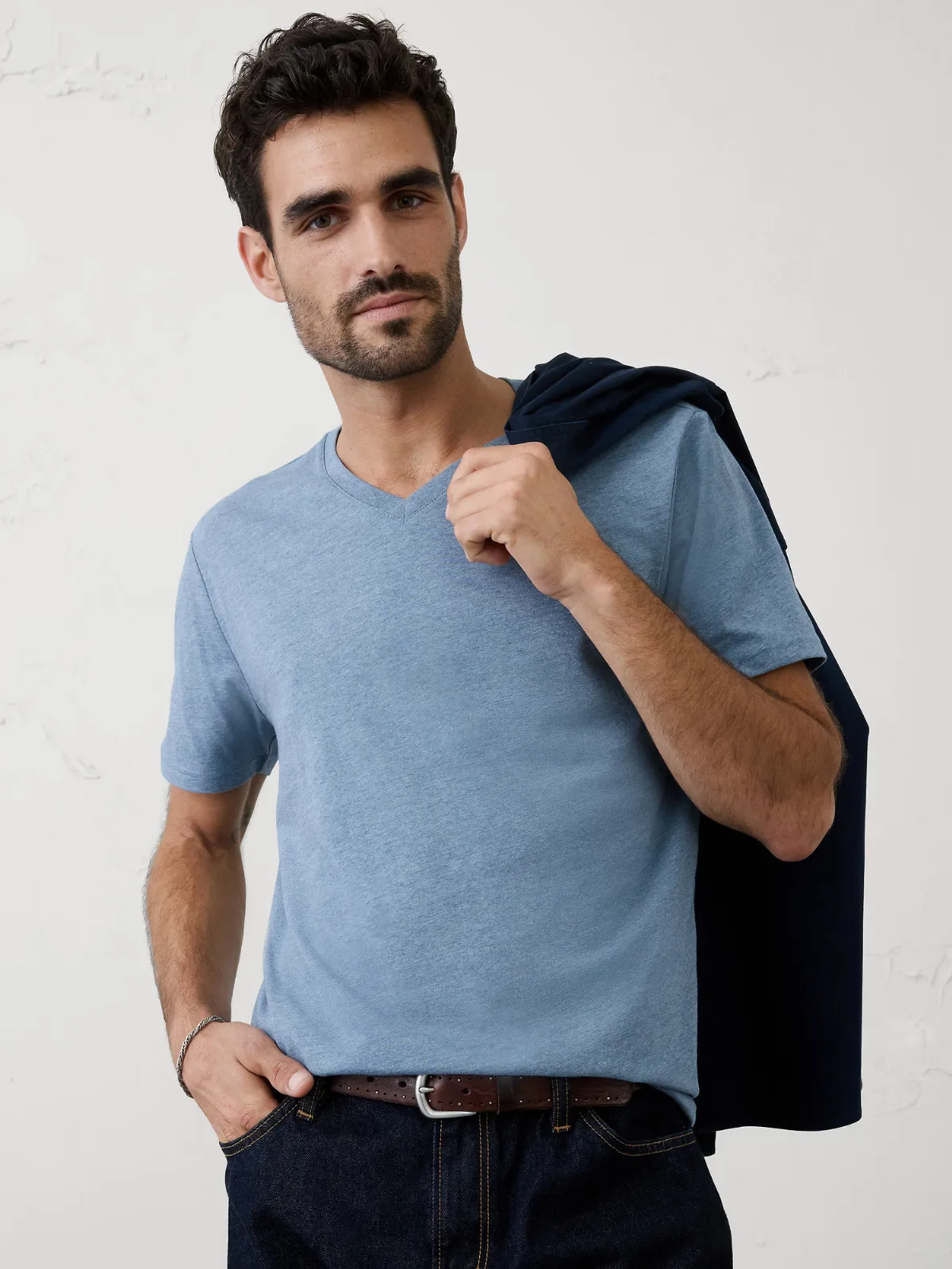 Standard-Fit Premium Wash V-Neck Shirt
