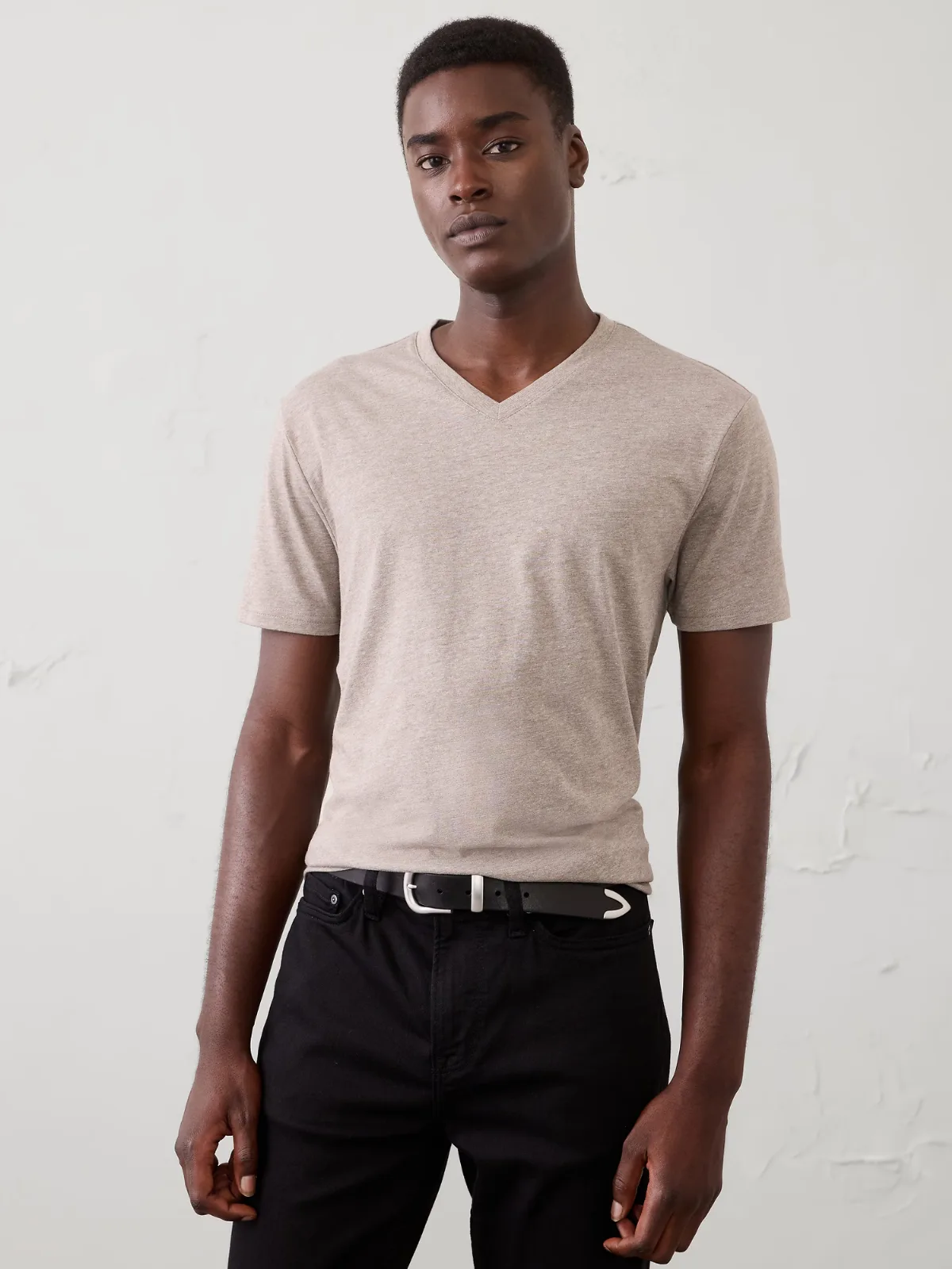 Standard-Fit Premium Wash V-Neck Shirt by Banana Republic
