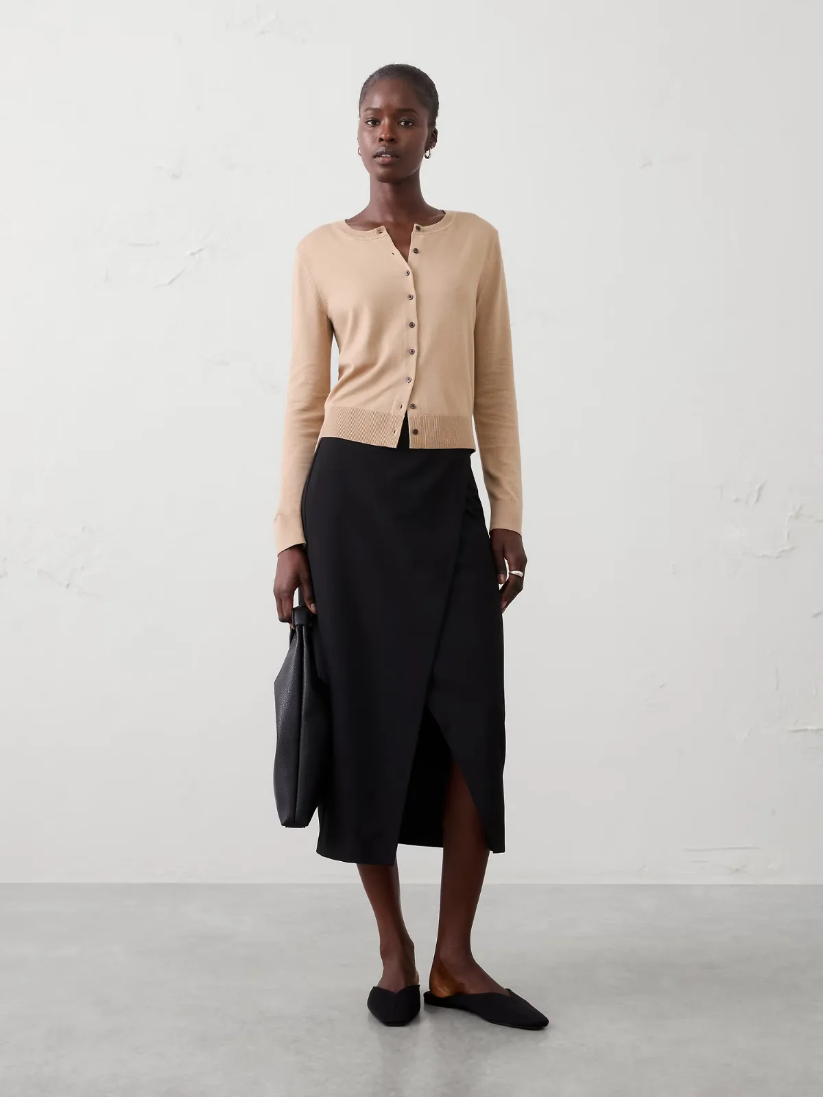 Sculpted Stretch Split-Front Midi Skirt by Banana Republic