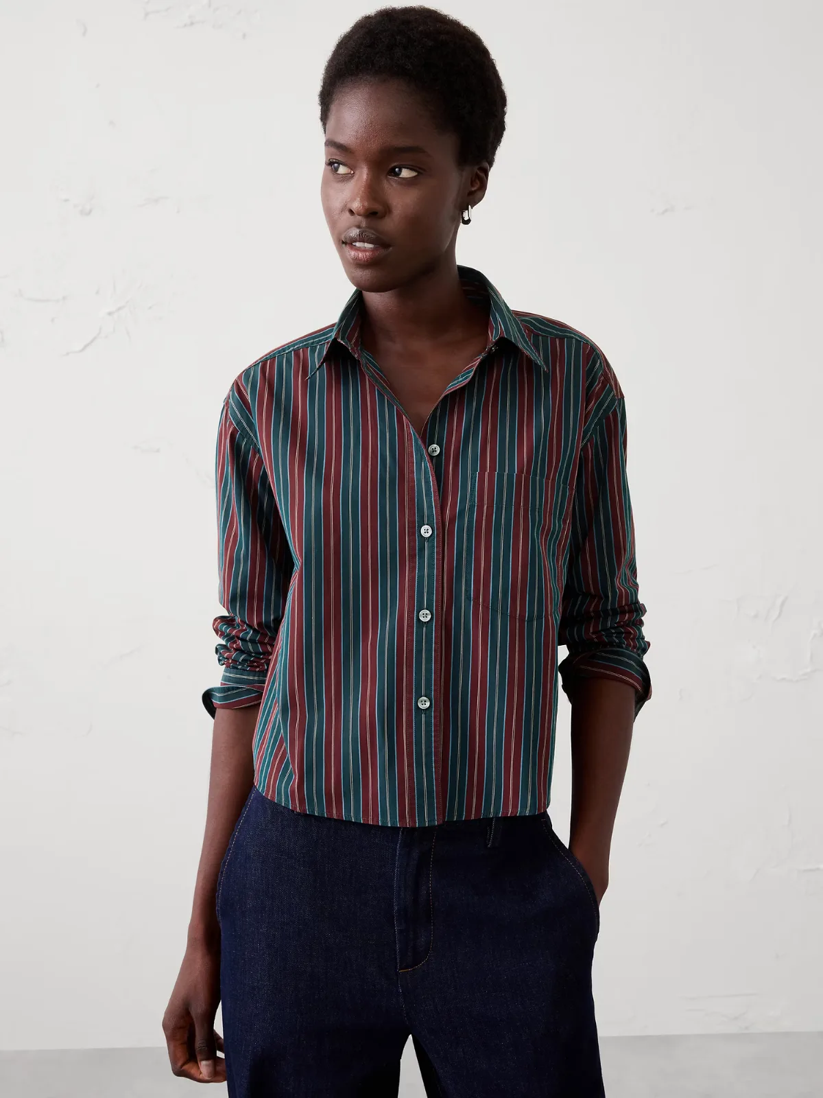 Cotton Cropped Shirt by Banana Republic