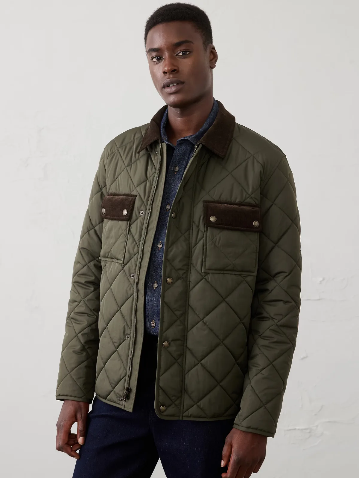 Corduroy-Collar Quilted Jacket by Banana Republic