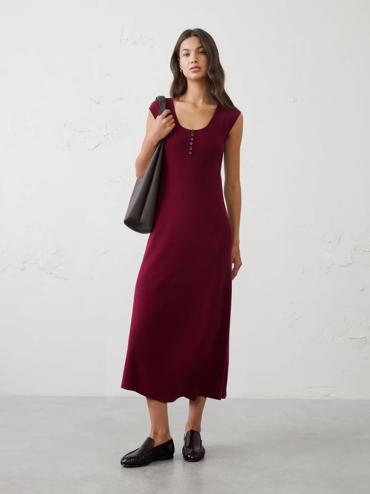 Cotton Ribbed Midi Sweater Dress by Banana Republic