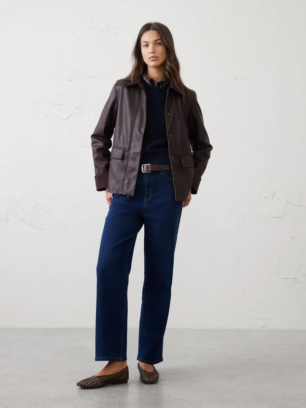 Vegan Leather with Vegan Suede Trim Jacket by Banana Republic