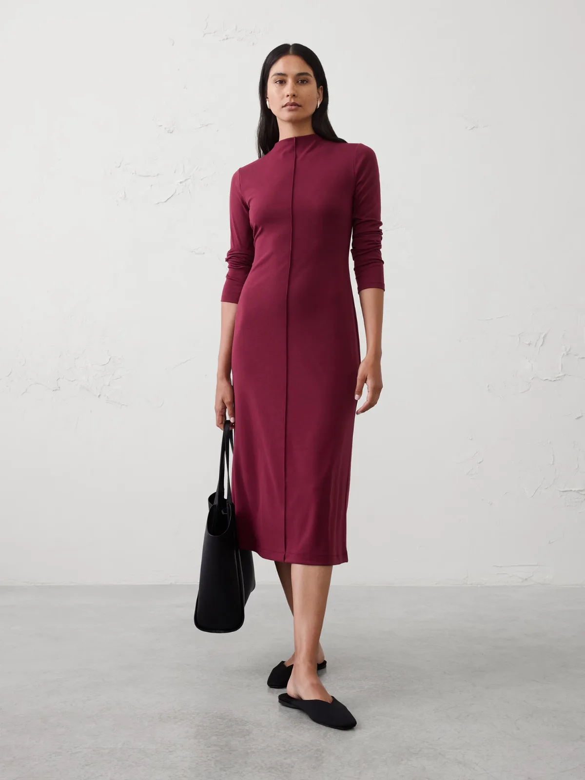 Cozy Ribbed Knit Midi Dress