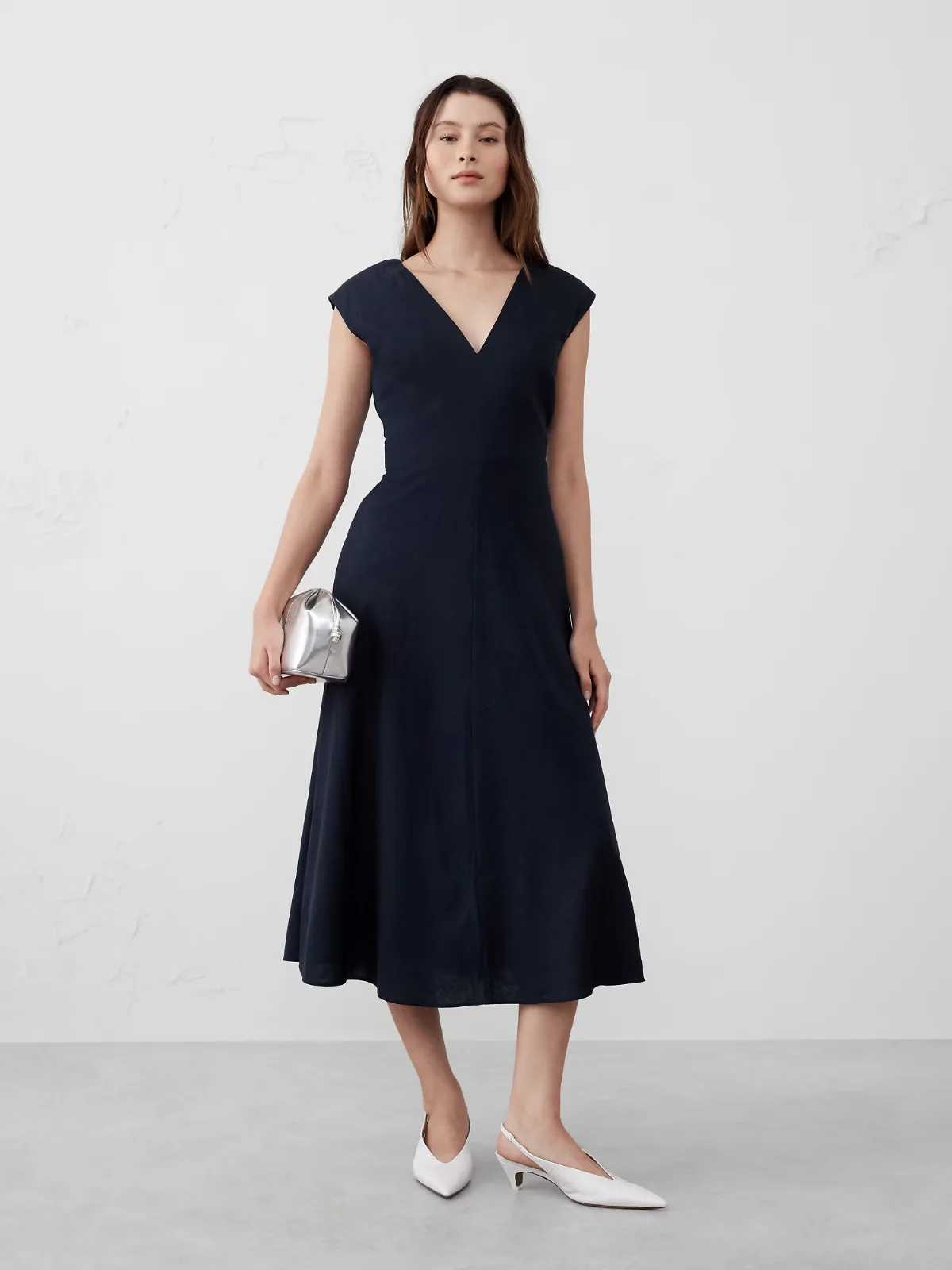 Linen-Blend Wrap Midi Dress by Banana Republic