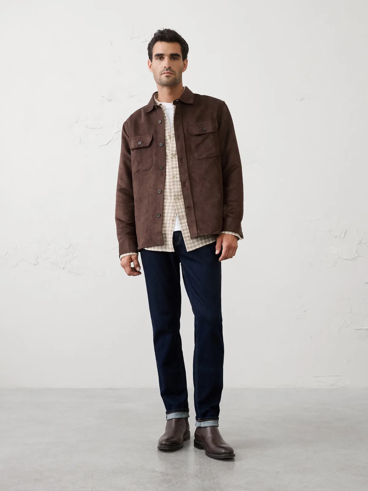 Relaxed-Fit Vegan Suede Overshirt by Banana Republic