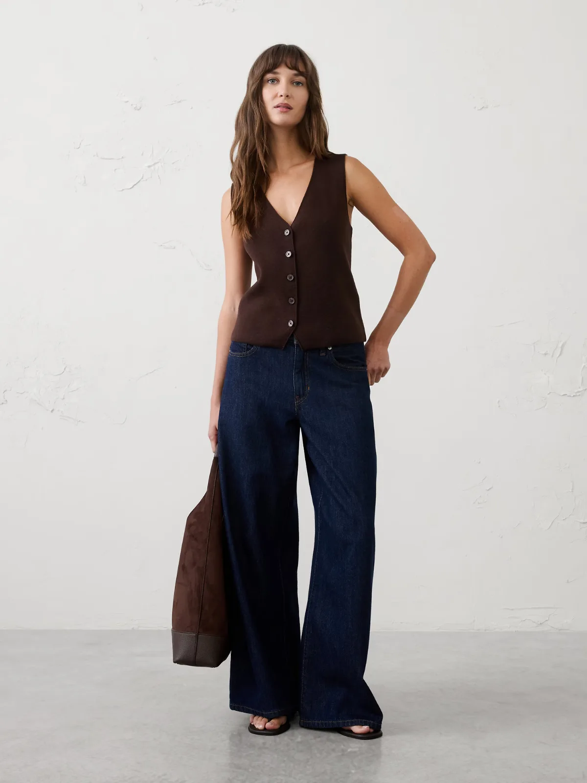 V-Neck Button Sweater by Banana Republic