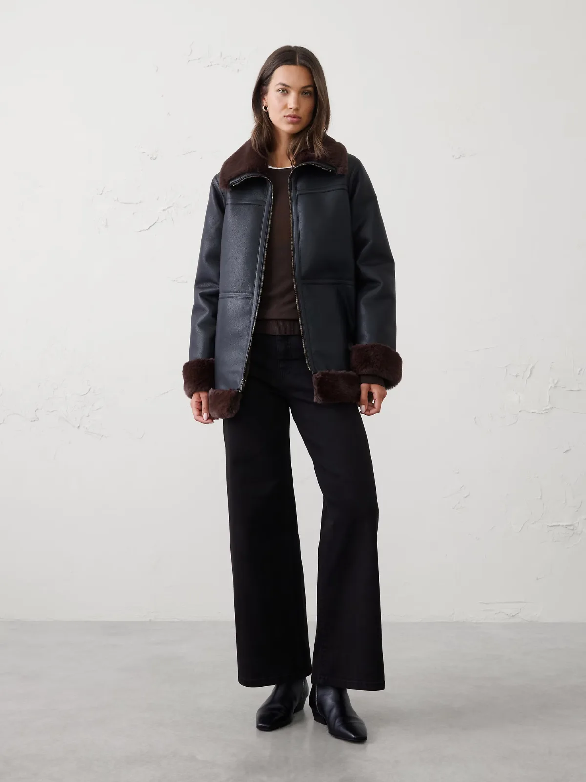 Vegan Leather Fur Jacket by Banana Republic
