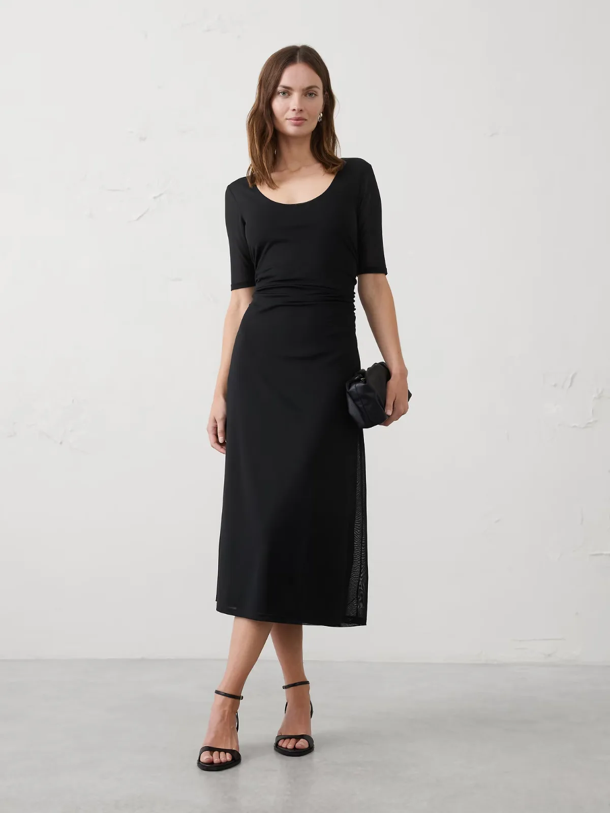 Mesh Scoop-Neck Midi Dress by Banana Republic
