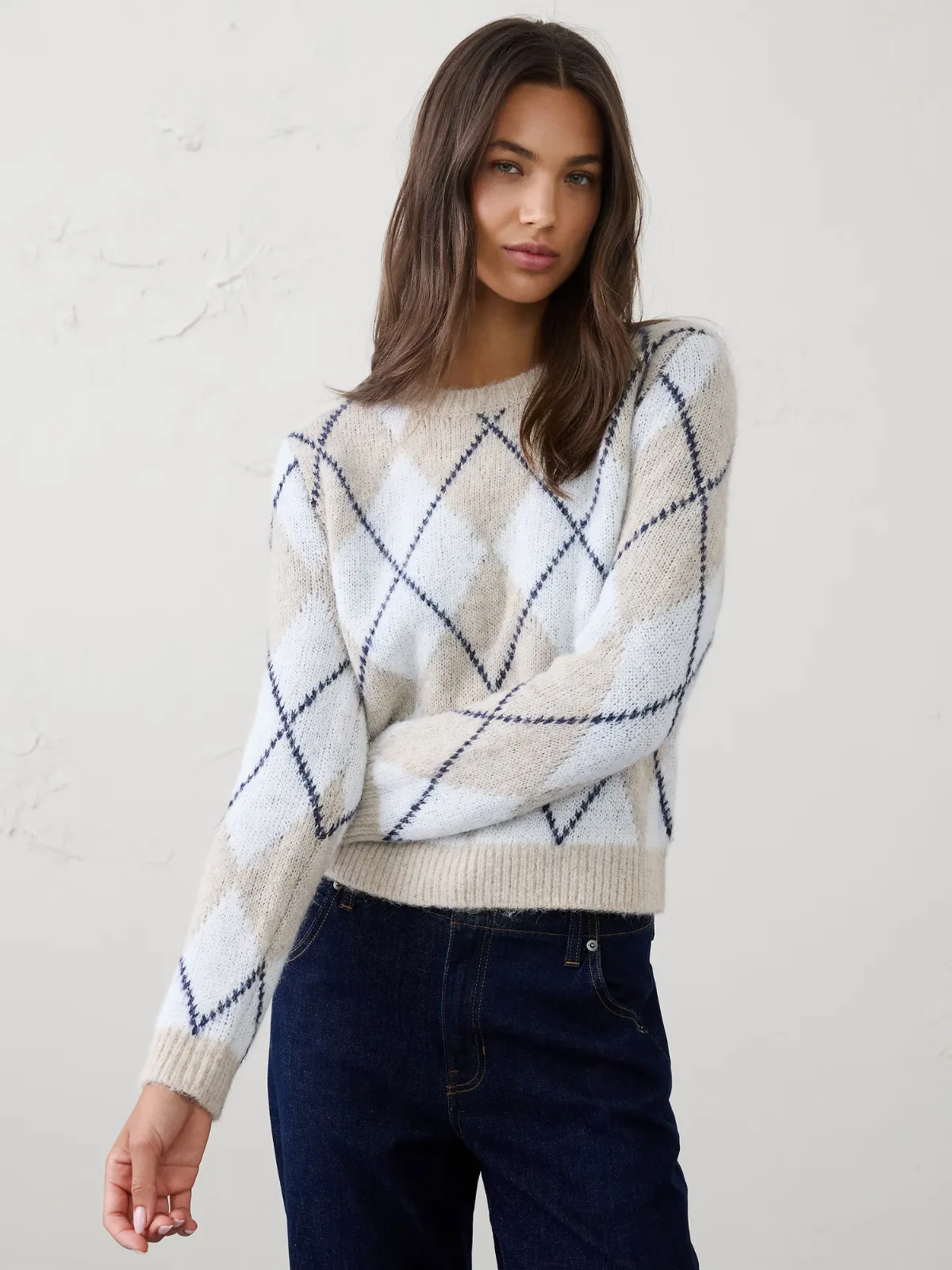 Plush Argyle Sweater