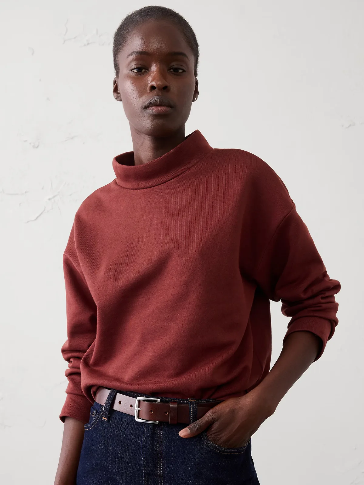 Fleece Mock-Neck Sweatshirt by Banana Republic