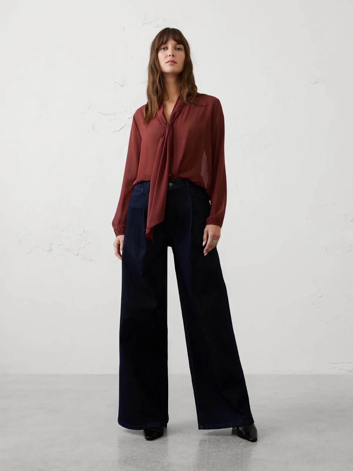 Sheer Scarf-Neck Blouse by Banana Republic