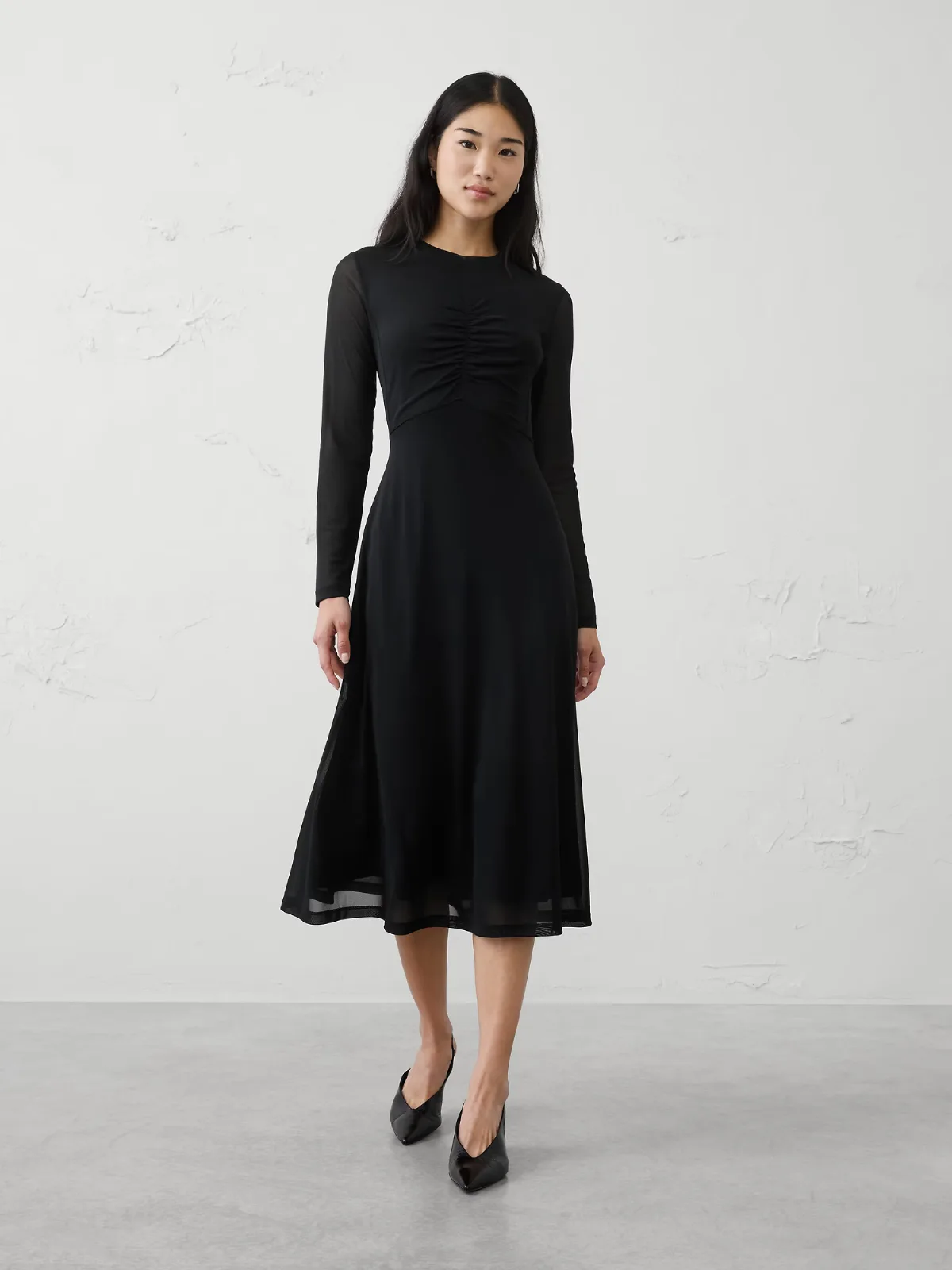 Mesh Ruched Bodice Maxi Dress by Banana Republic