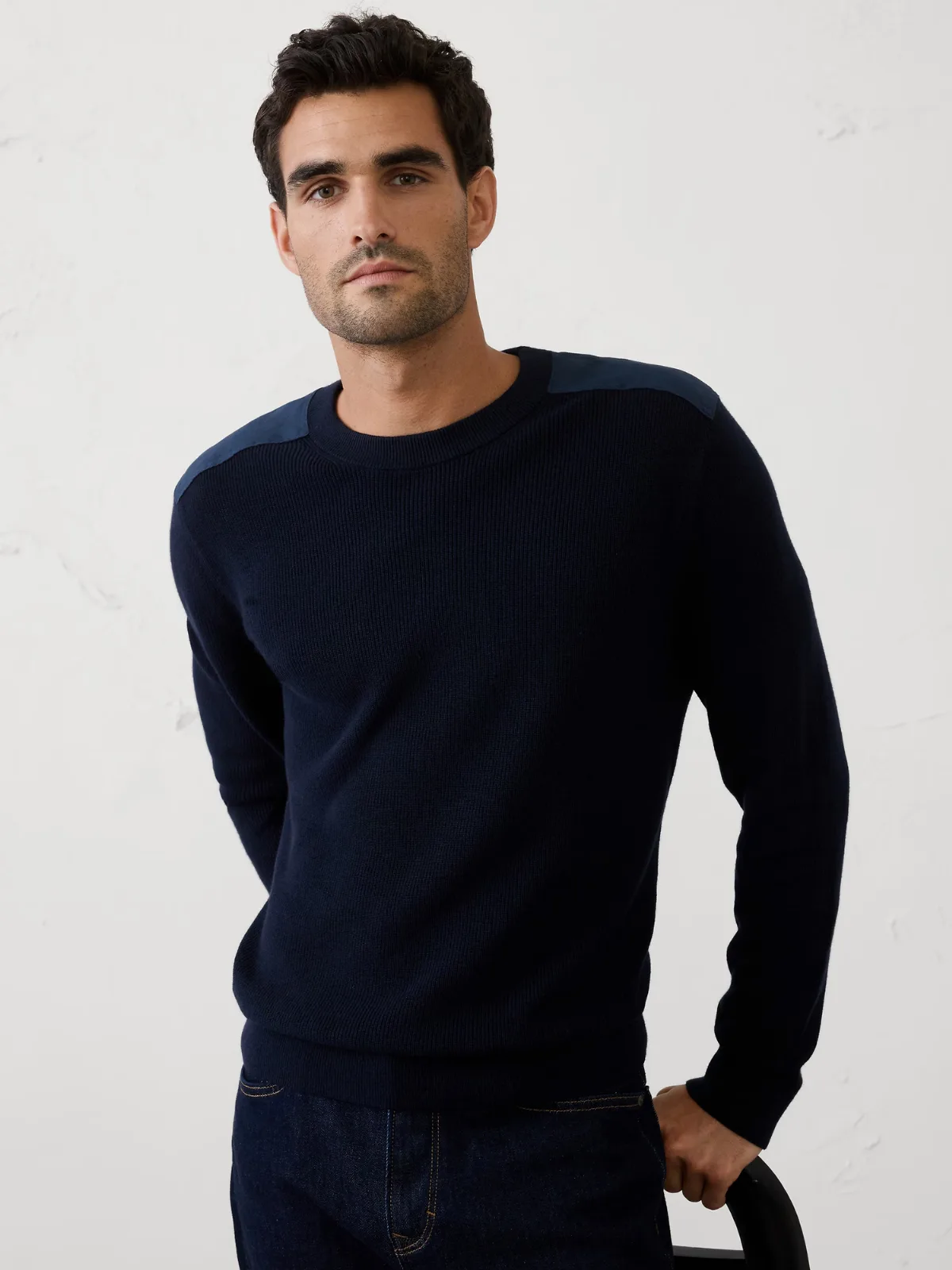 Vegan Suede Patch Sweater by Banana Republic